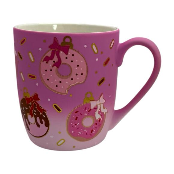 Peppermint & Pine Pink Donuts Soft Touch Coffee Cocoa Mug EUC Gift Fast Ship - Picture 1 of 8